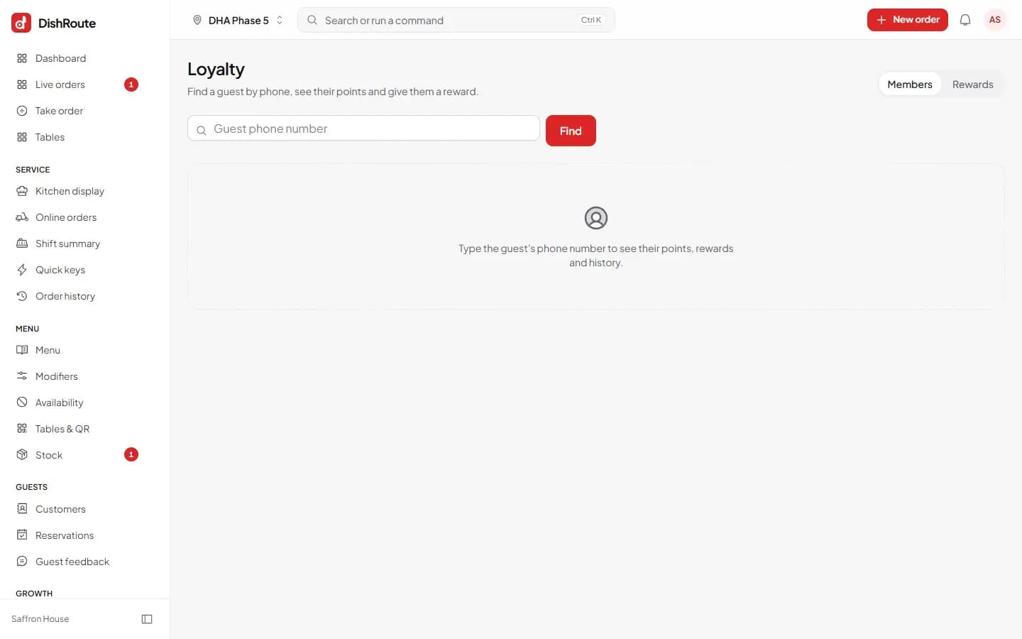 DishRoute loyalty programme with points and reward tiers